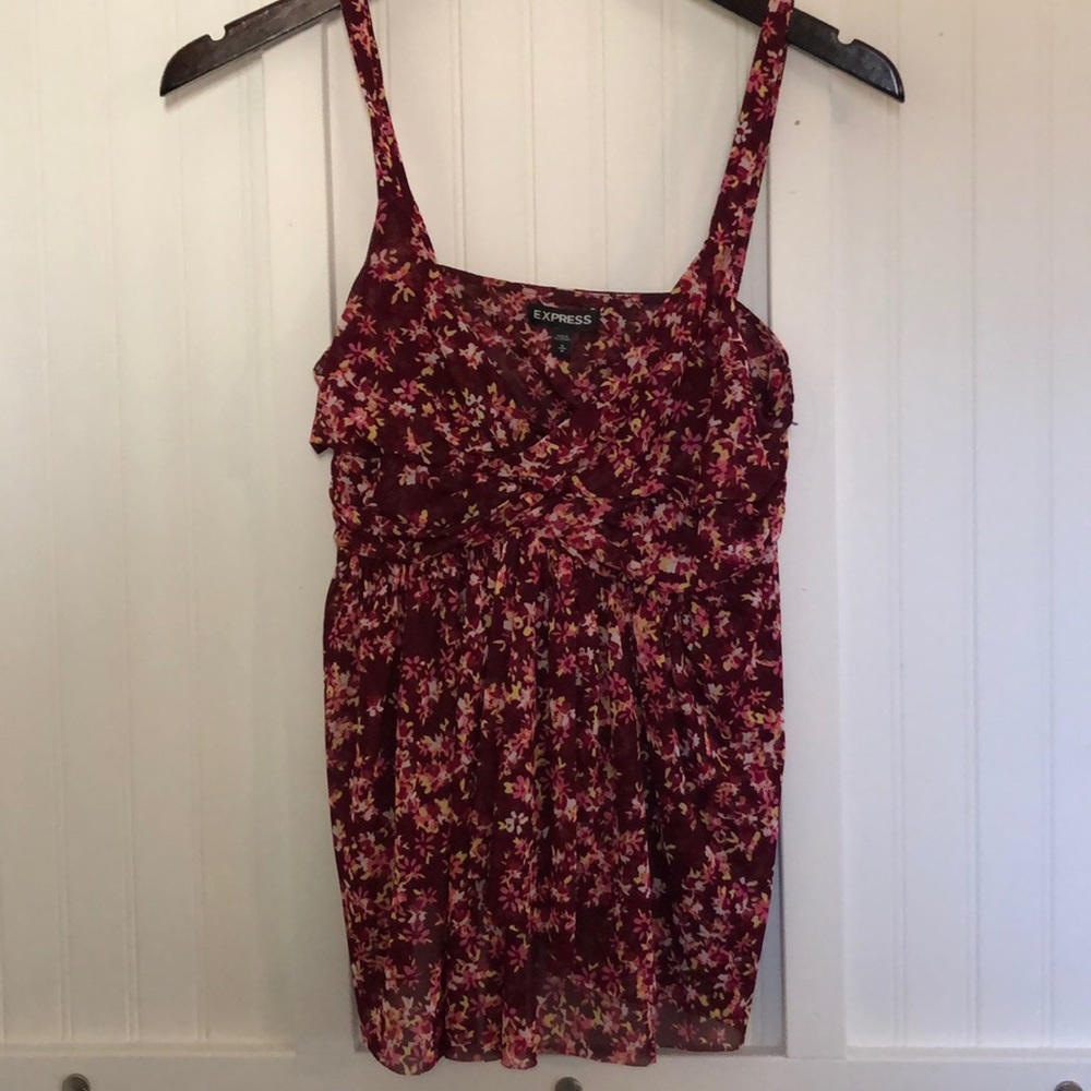 Burgundy floral tank from Express. Medium